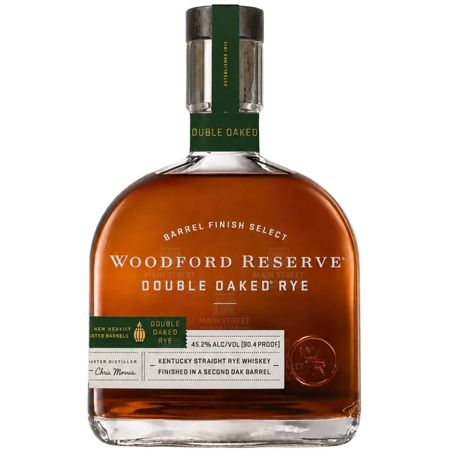Bottle of Woodford Reserve Double Oaked Rye Barrel Finish Select Kentucky straight rye whiskey