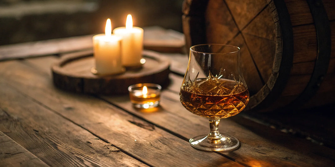 A glass of Captain Morgan Private Stock rum ready for a tasting.