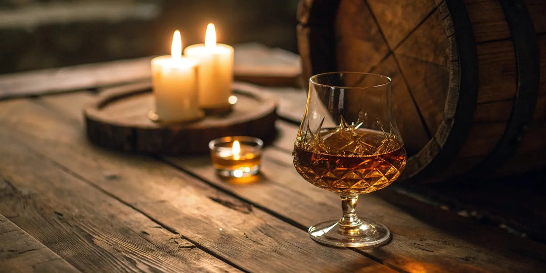 A glass of Captain Morgan Private Stock rum ready for a tasting.