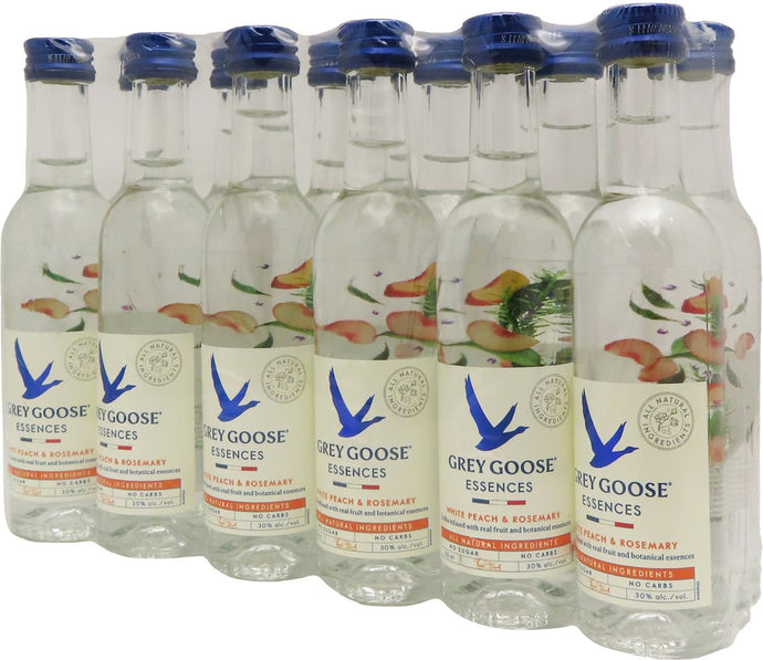 "Deliciously Refreshing: Grey Goose White Peach & Rosemary Essences 12pk"