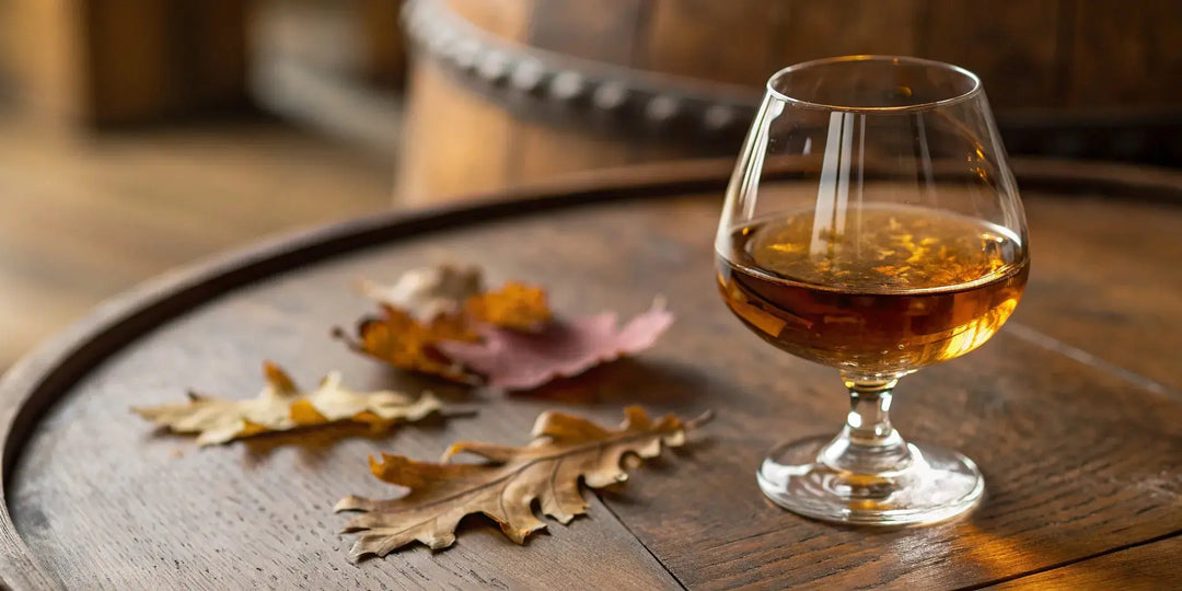 A tasting glass of Evan Williams Single Barrel vintage bourbon.