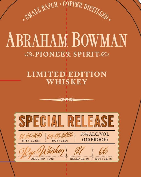 Honoring Colonel Abraham Bowman: Limited Edition Rye Whiskey Batch 27