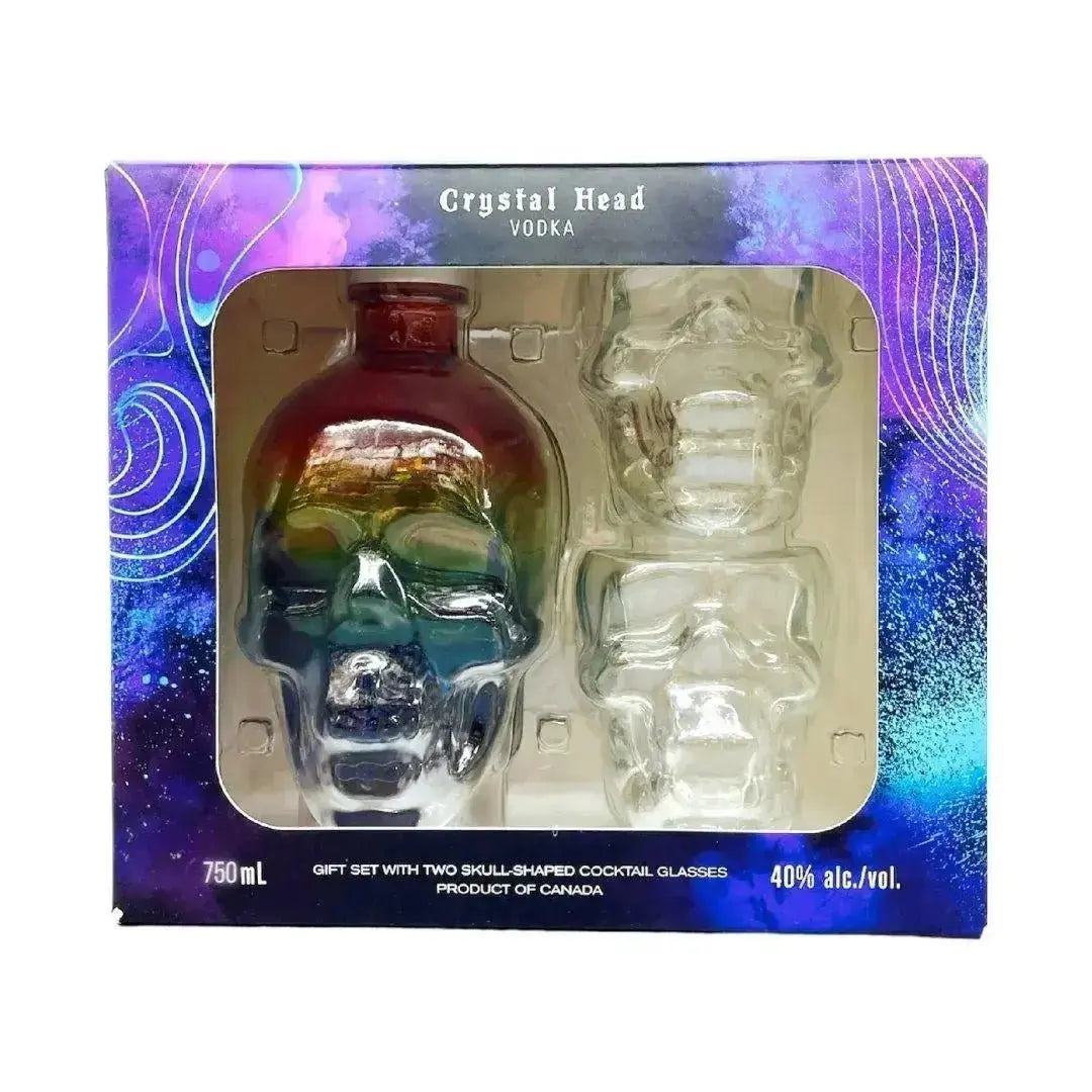 Introducing the Crystal Head Pride Vodka Gift Set with 2 Skull Cocktail Glasses - Main Street Liquor