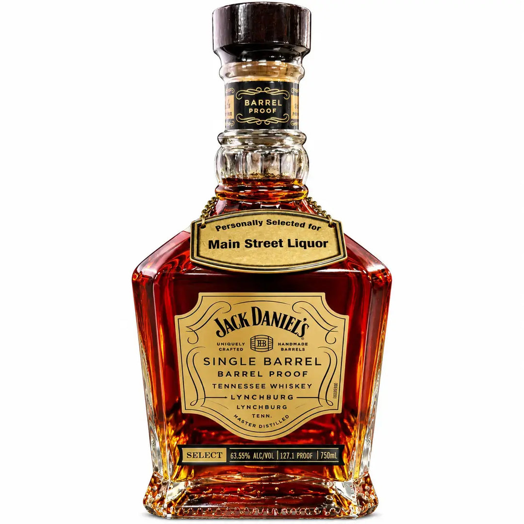 Bottle of Jack Daniel's Single Barrel Barrel Proof Tennessee Whiskey, Main Street Liquor Private Selection Barrel #26-03949