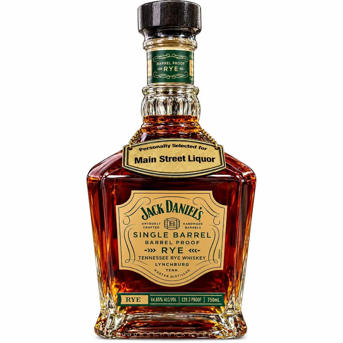 Jack Daniel's Single Barrel Barrel Proof Rye bottle, Main Street Liquor Private Selection Barrel #26-03916