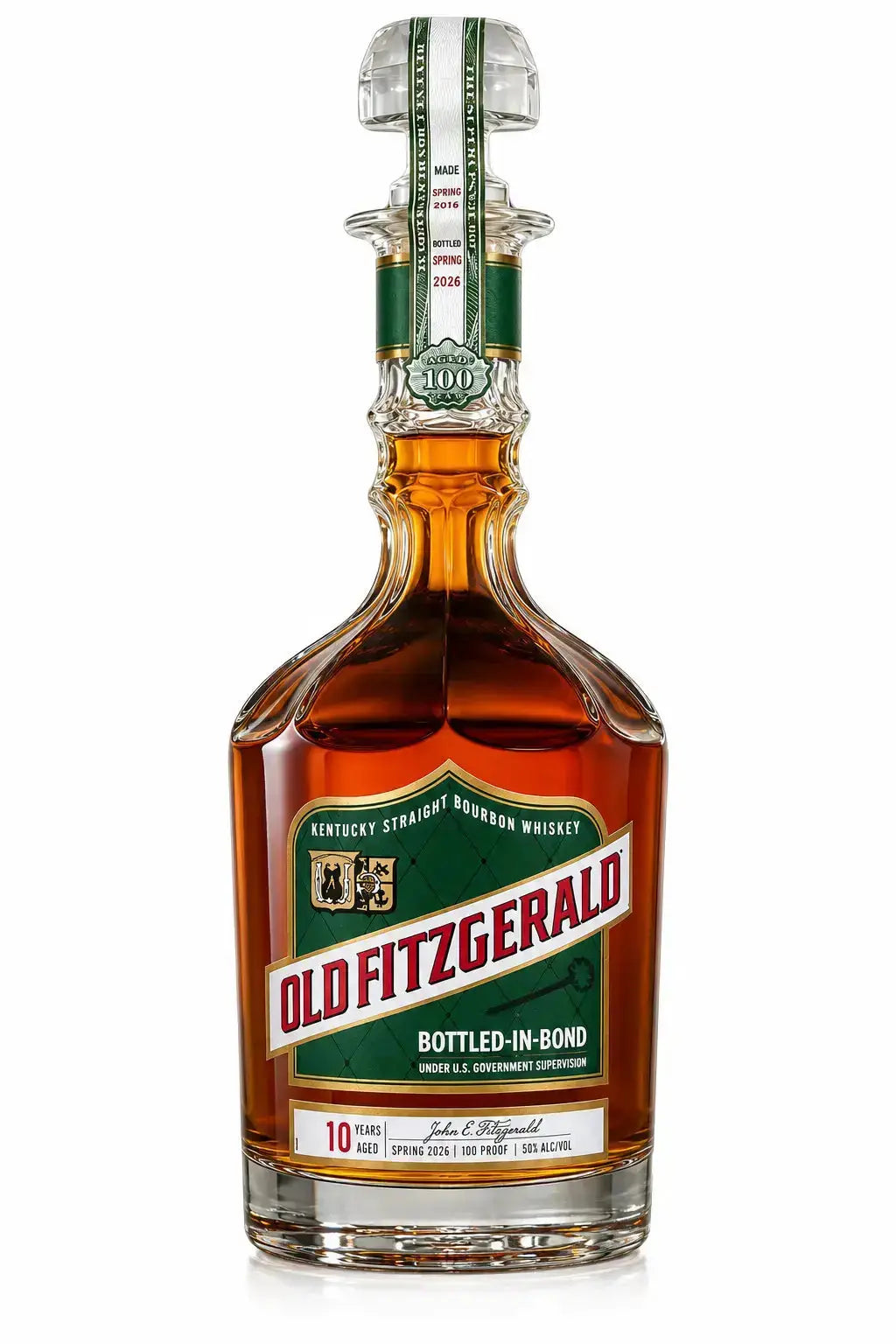 Old Fitzgerald Bottled-in-Bond 10 Year Bourbon Spring 2026 Edition decanter bottle