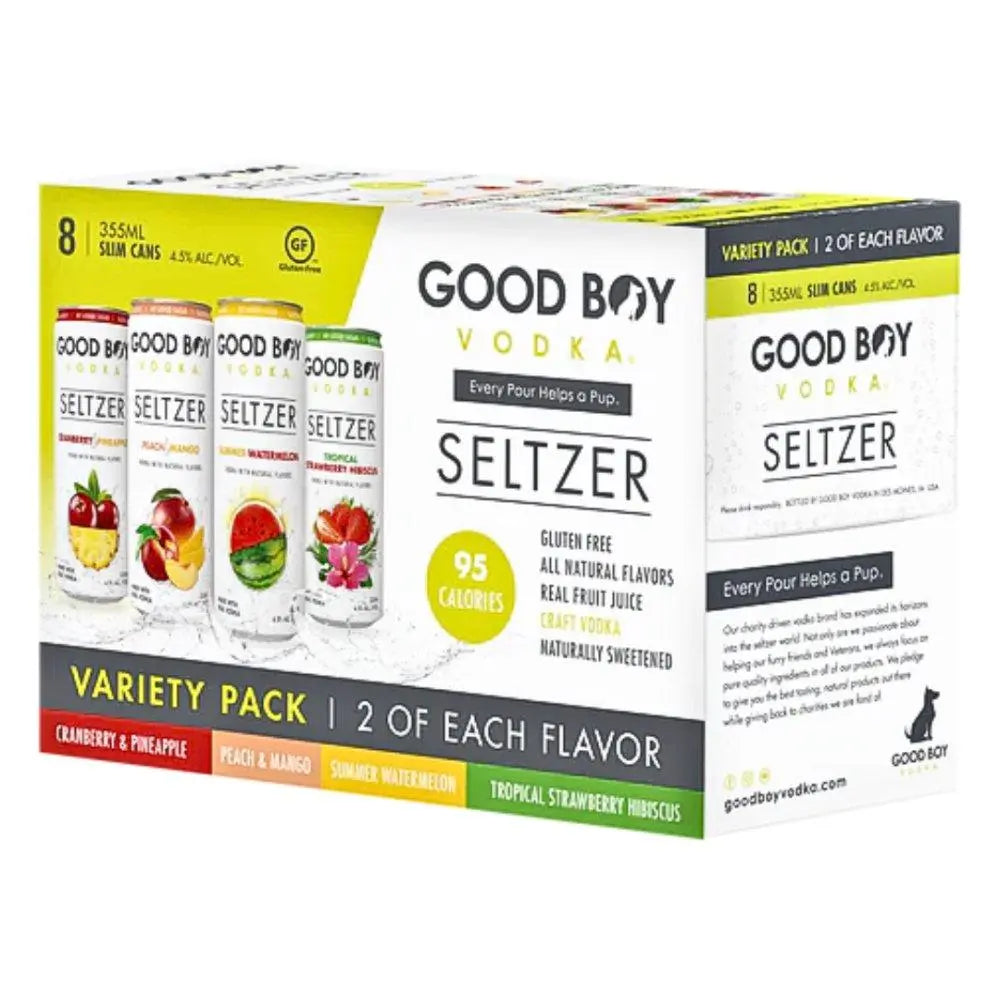 "Refreshing Good Boy Seltzer Cocktail Variety Pack - A Drink for a Cause!" - Main Street Liquor