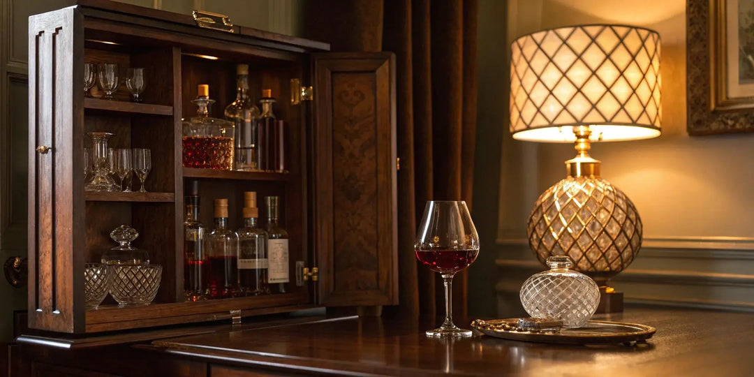 A home bar stocked with spirits from the best online liquor stores.