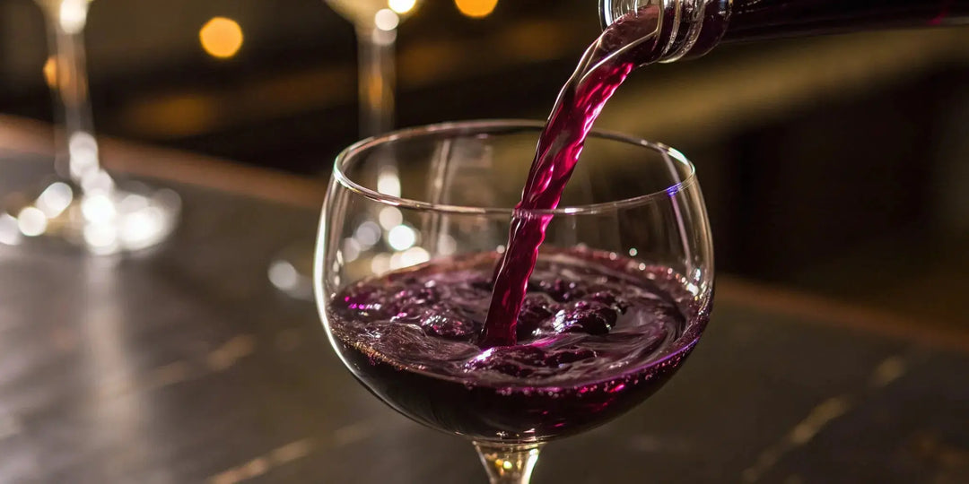 Pouring a glass of deep purple Blackberry Crown Royal whisky.