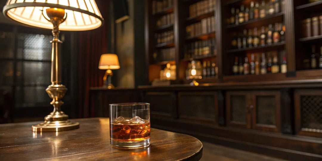 Brothers Bond bourbon, a four-grain whiskey, served on the rocks in a glass.