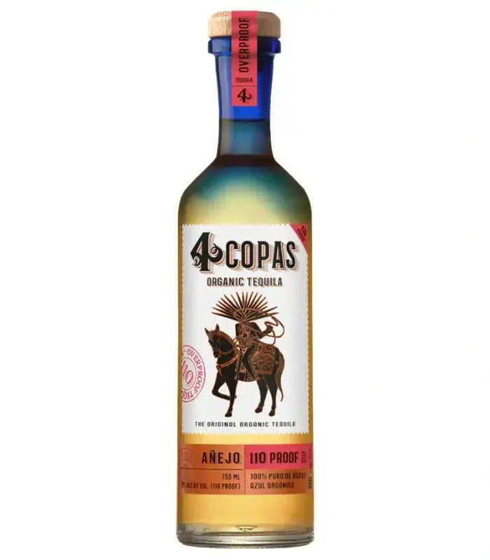 4 Copas Organic Tequila Añejo Overproof 110 750mL - Main Street Liquor