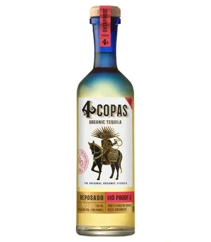 4 Copas Organic Tequila Reposado Overproof 110 750mL - Main Street Liquor