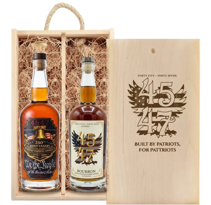 4547 Patriot Box with 109 Proof and 250th Anniversary bottles in wooden gift box