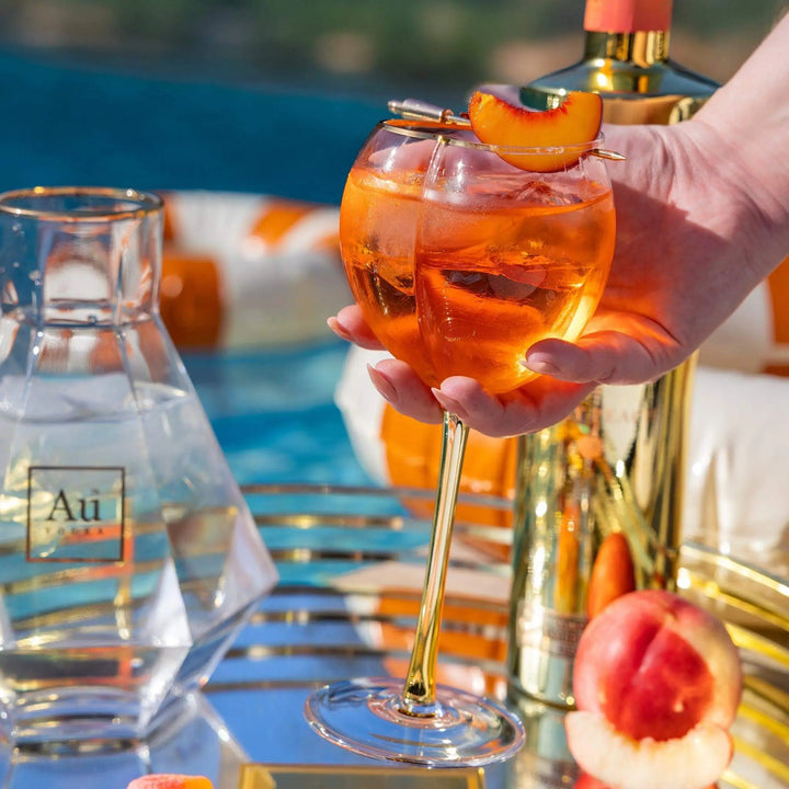 Au Vodka Juicy Peach & Peach Longstem Glass Au Vodka
