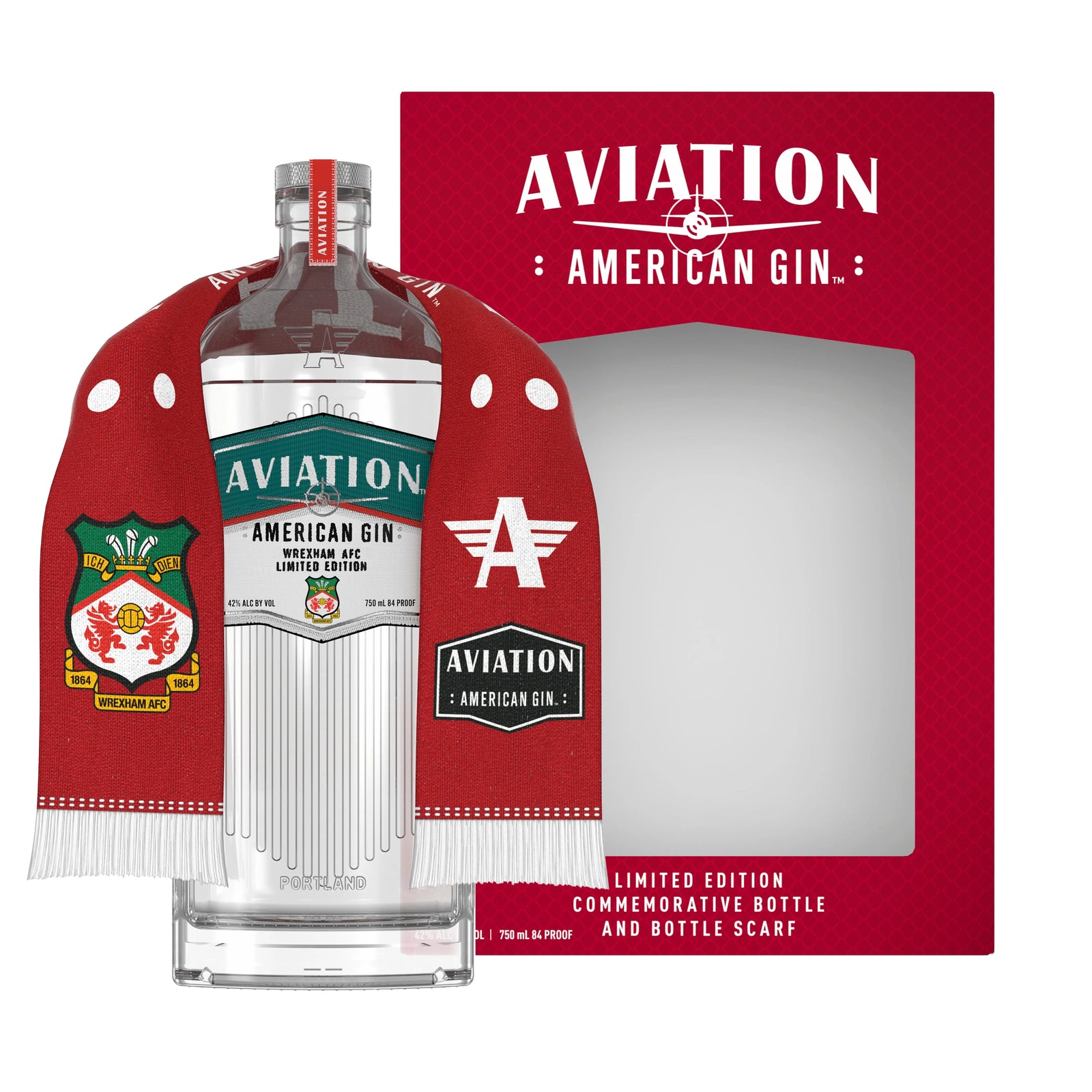 Aviation Gin Wrexham AFC Limited Edition 750mL + Bottle Scarf Gift Pack Aviation