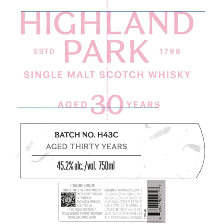 Highland Park 30 Year Old Single Malt Scotch Whisky Highland Park