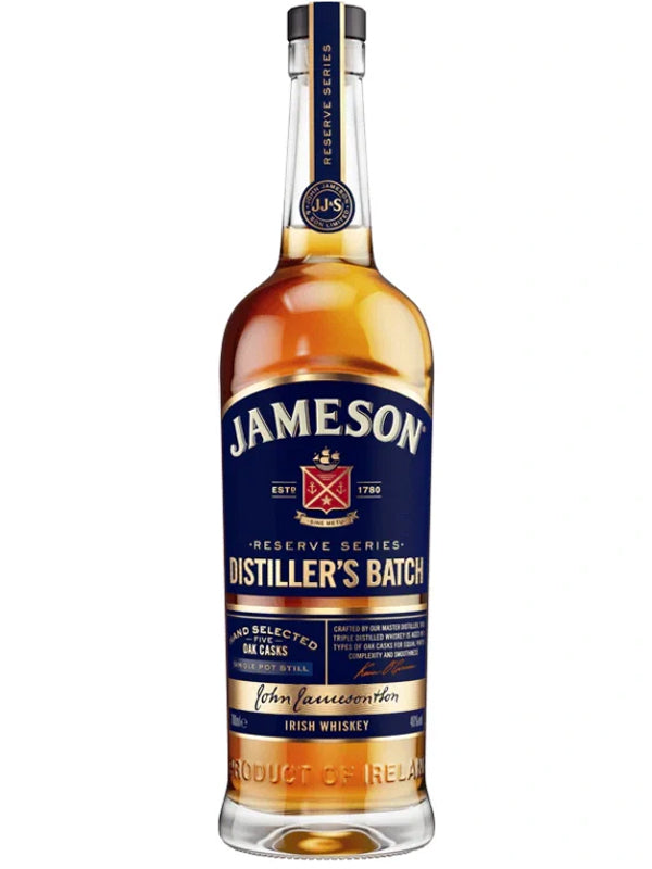 A full, upright bottle of Jameson Distiller&