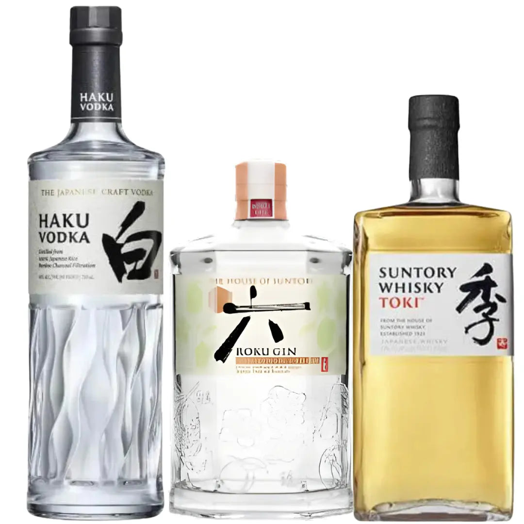 Discover the Taste of Japan Bundle from Suntory: Roku Gin Minori Select, Haku Vodka, and Suntory Toki Japanese Whisky—three distinct spirits in a premium set that celebrates Japanese craftsmanship.
