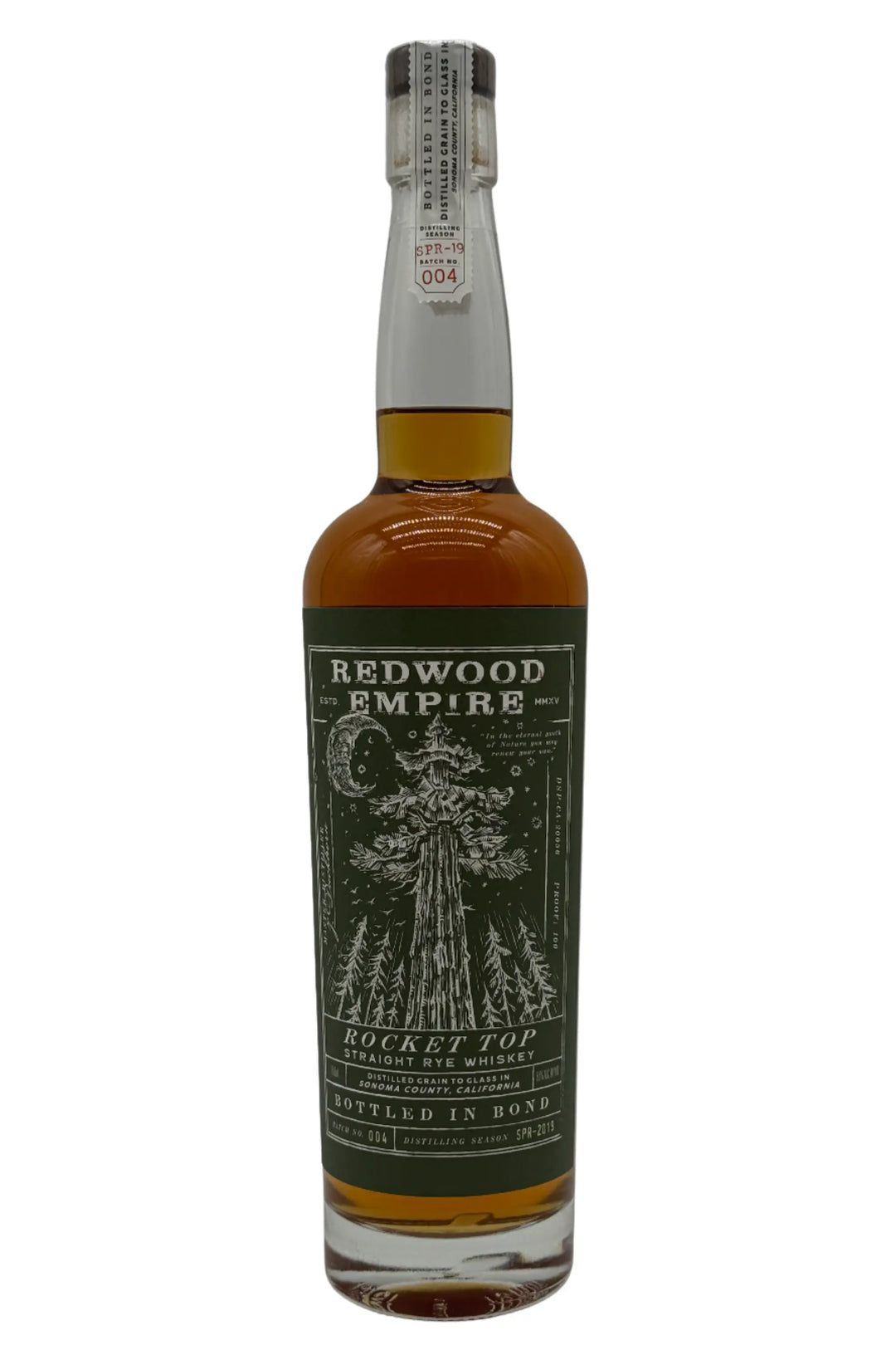 Redwood Empire Rocket Top Bottled in Bond Straight Rye Whiskey Batch 004 2025 Release Redwood Empire Whiskey