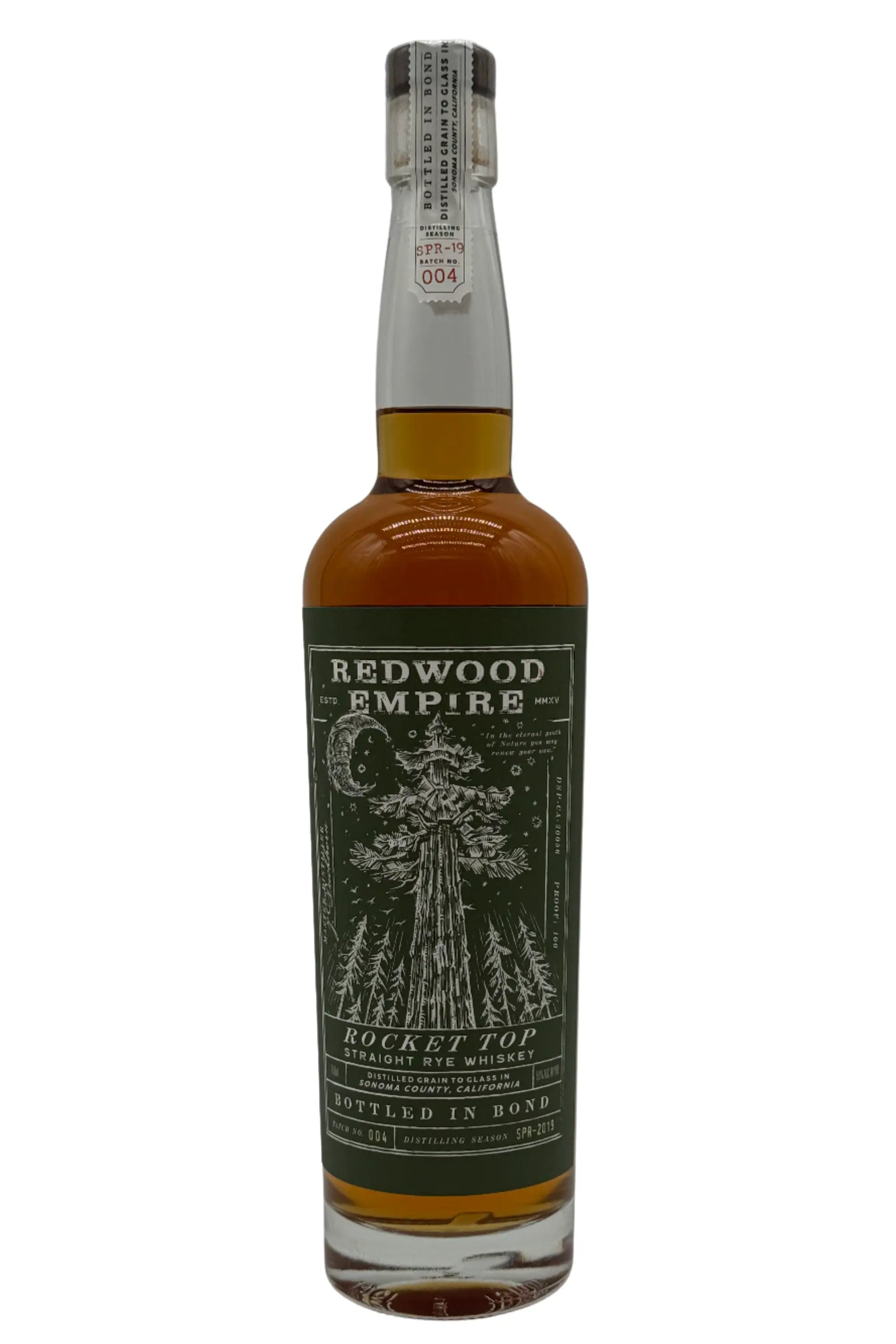 Redwood Empire Rocket Top Bottled in Bond Straight Rye Whiskey Batch 004 2025 Release Redwood Empire Whiskey