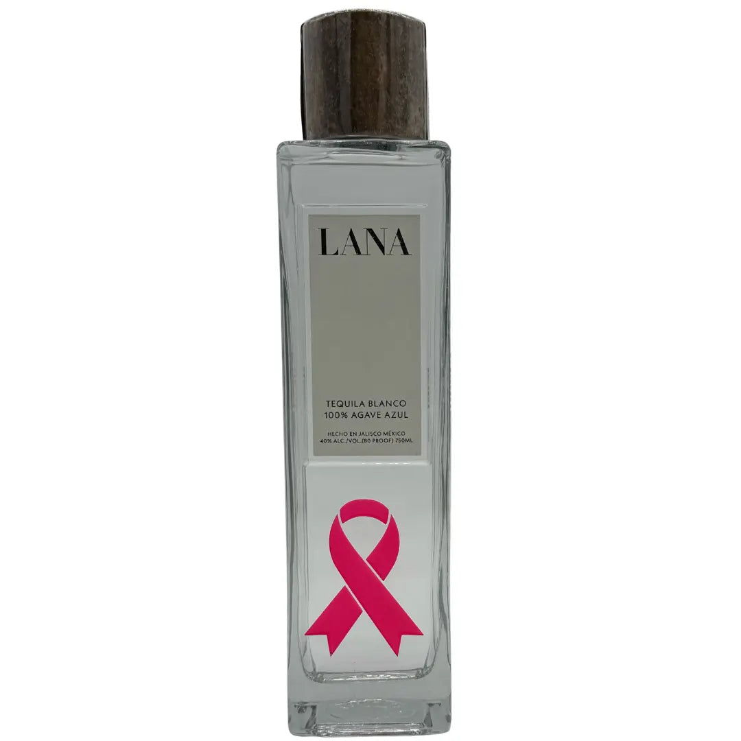 LANA Tequila Blanco Breast Cancer Awareness Ribbon Limited Edition Etched Bottle 750mL Lana Tequila