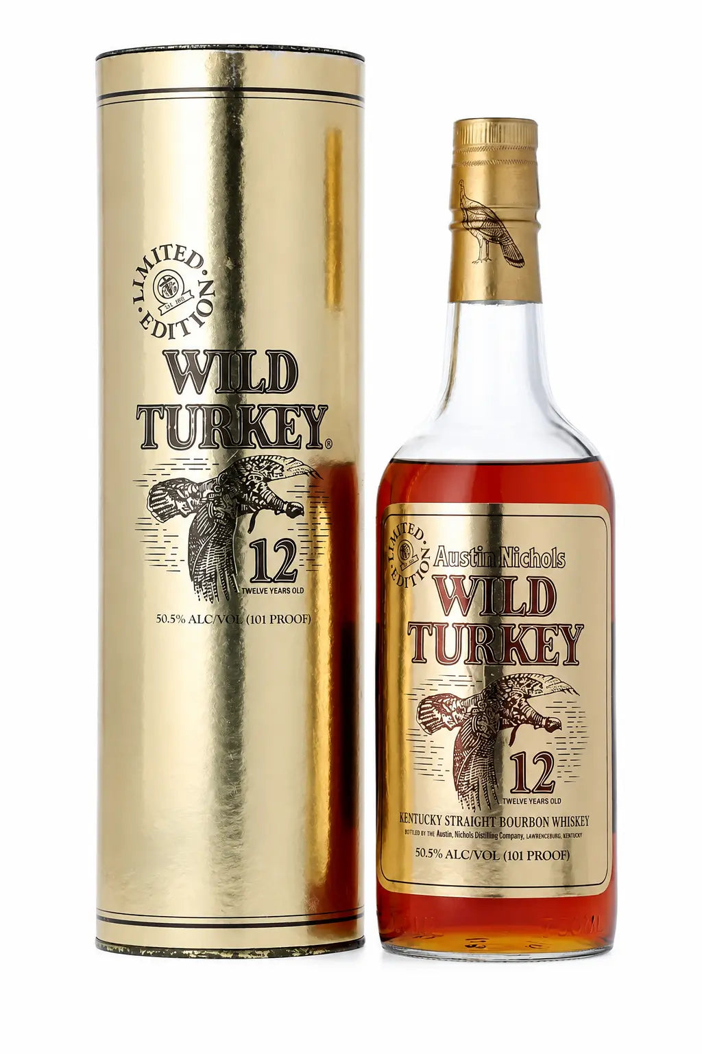 Wild Turkey 12 Year Old 1991 Gold Foil Kentucky Straight Bourbon Whiskey 750mL