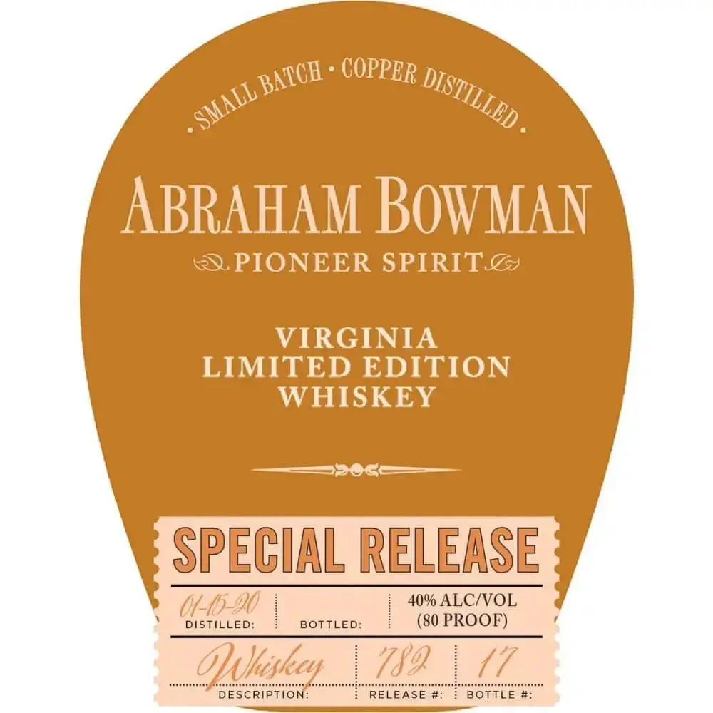 Abraham Bowman Limited Edition Special Release Whiskey - Main Street Liquor