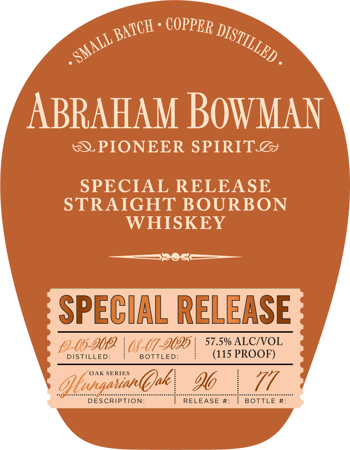 Abraham Bowman Special Release Straight Bourbon Whiskey - Hungarian Oak Series Batch 26 - Main Street Liquor