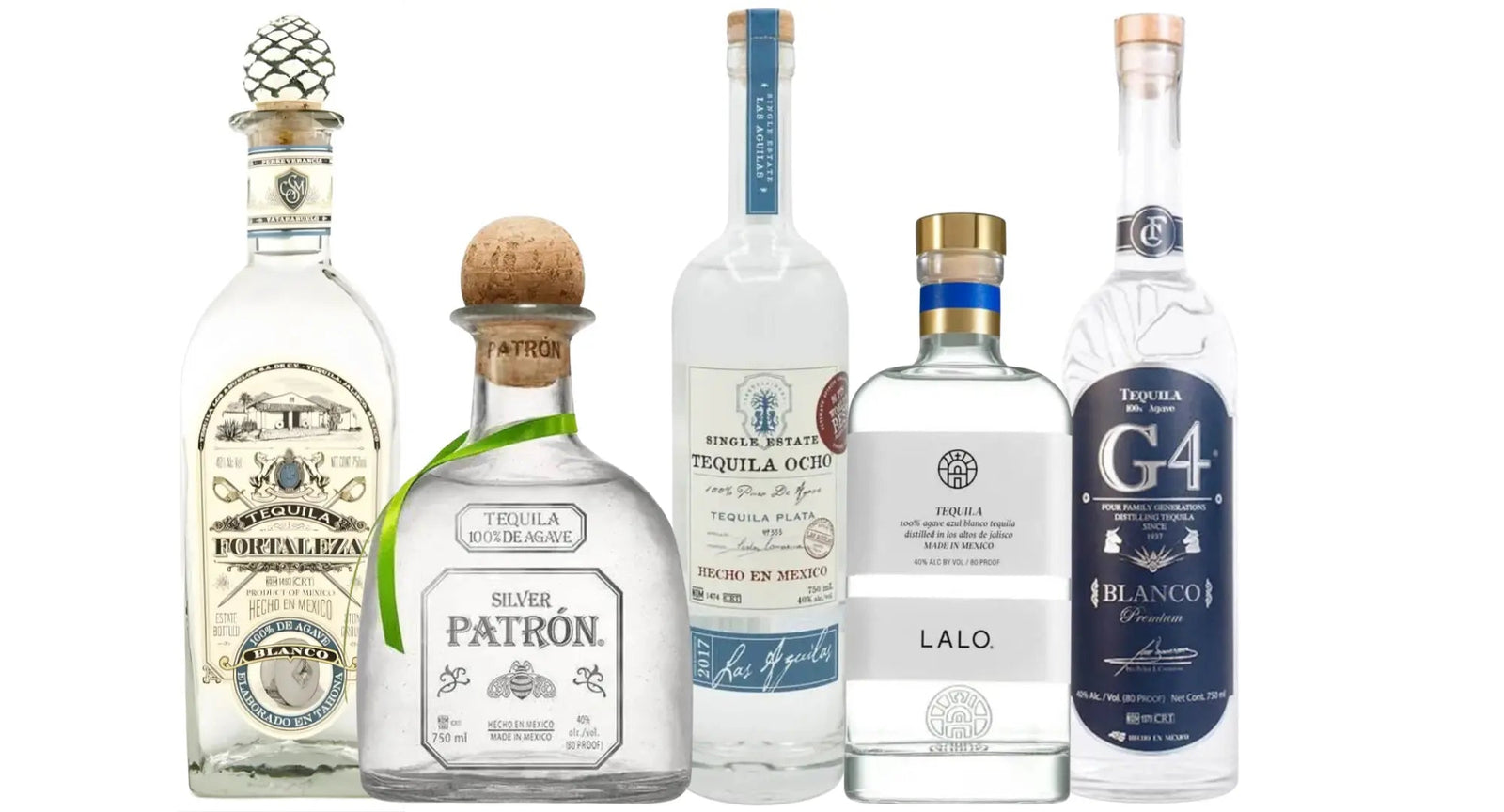 Additive - Free Blanco Tequila Bundle: Tequila Ocho, Fortaleza, G4, Patron, Lalo - Main Street Liquor