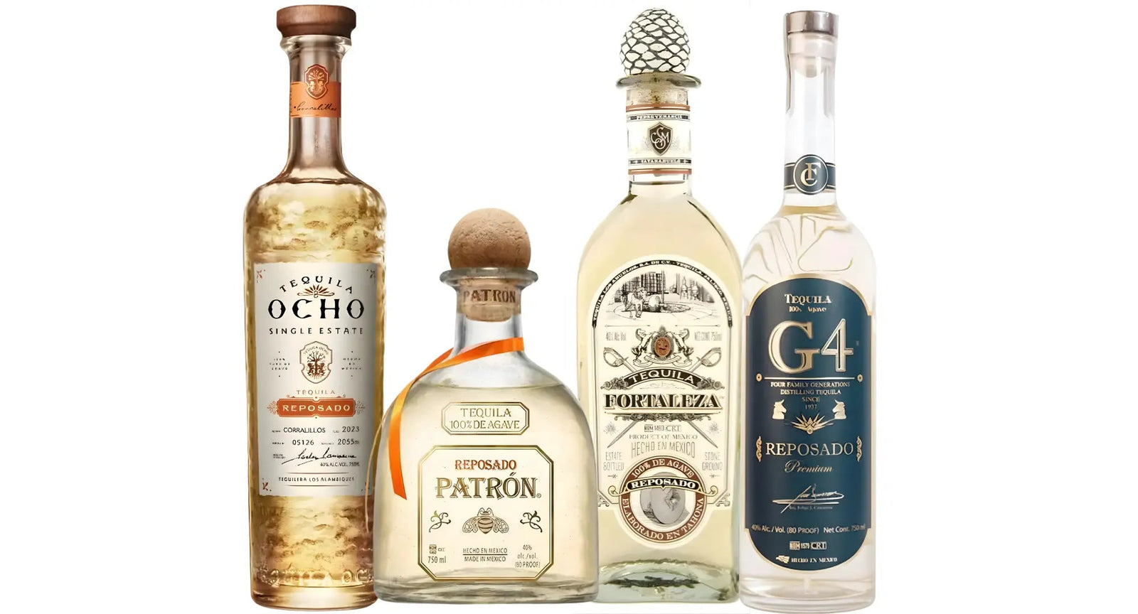 Additive - Free Tequila Reposado Bundle: Tequila Ocho, Fortaleza, G4, Patron - Main Street Liquor