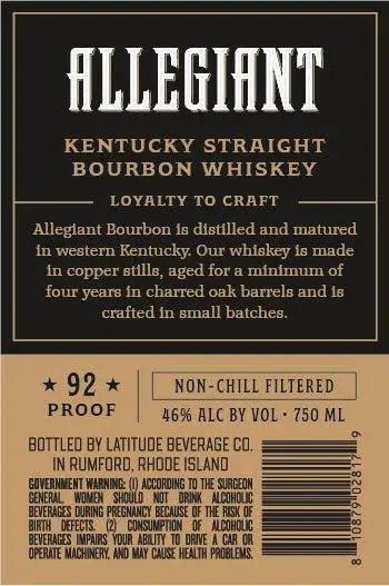 Allegiant Kentucky Straight Bourbon Whiskey Aged 4 Years 750ml - Main Street Liquor