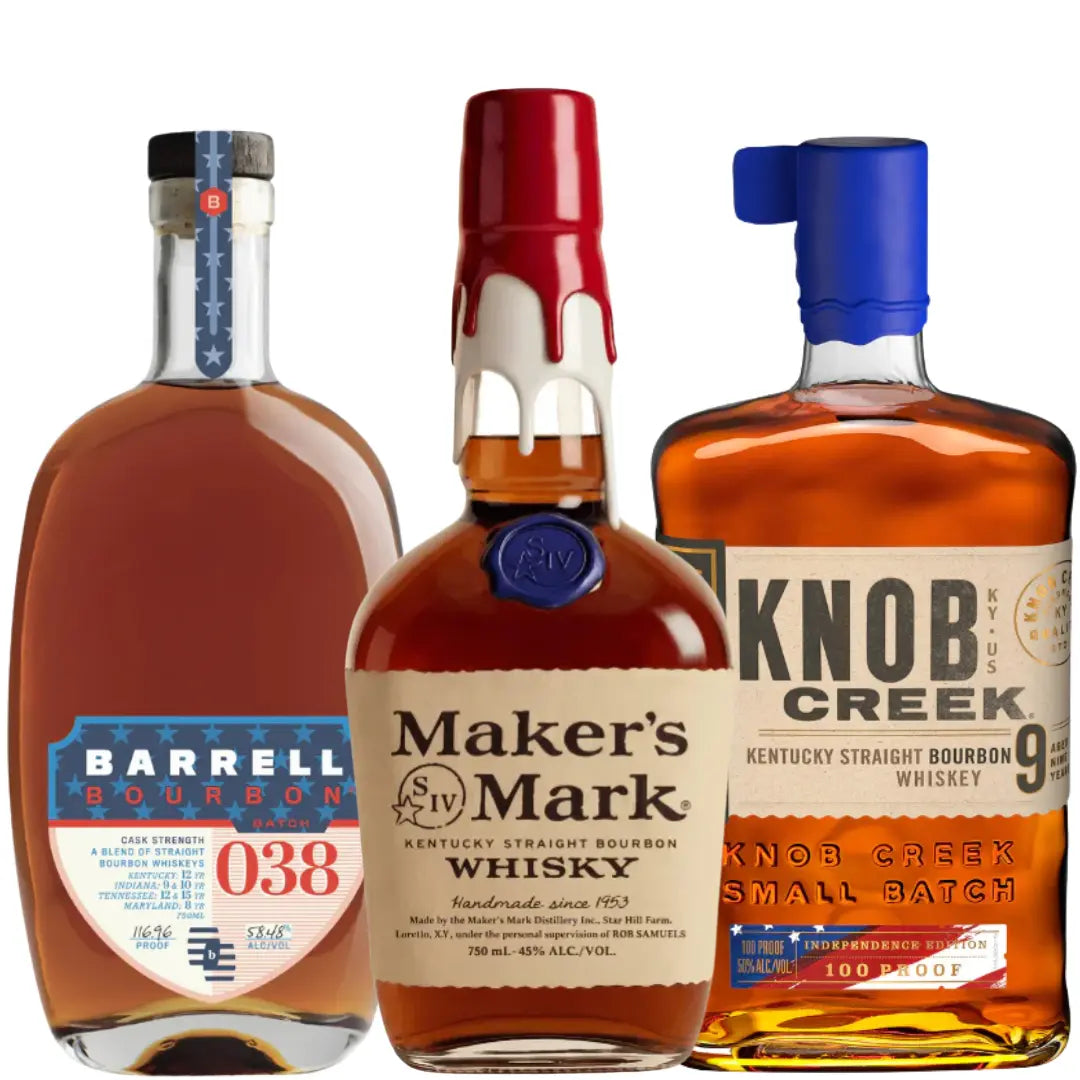 America's 250th Anniversary Commemorative Bourbon Bundle: Maker's Mark, Knob Creek, Barrell Bourbon - Main Street Liquor
