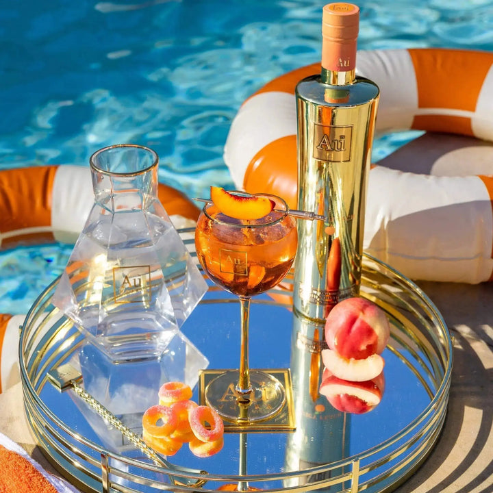 Au Vodka Juicy Peach &amp; Peach Longstem Glass - Main Street Liquor