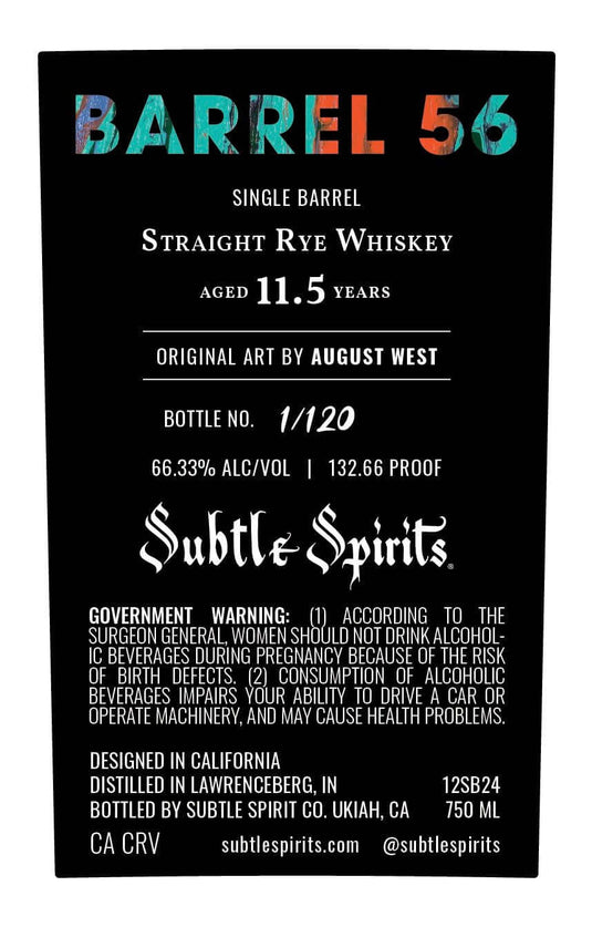 Barrel 56 Single Barrel Straight Rye Whiskey - Main Street Liquor