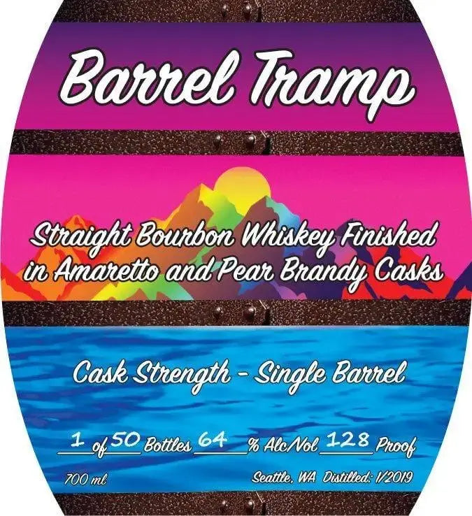 Barrel Tramp Straight Bourbon Whiskey Finished in Amaretto &amp; Pear Brandy Casks Single Barrel Cask Strength - Main Street Liquor