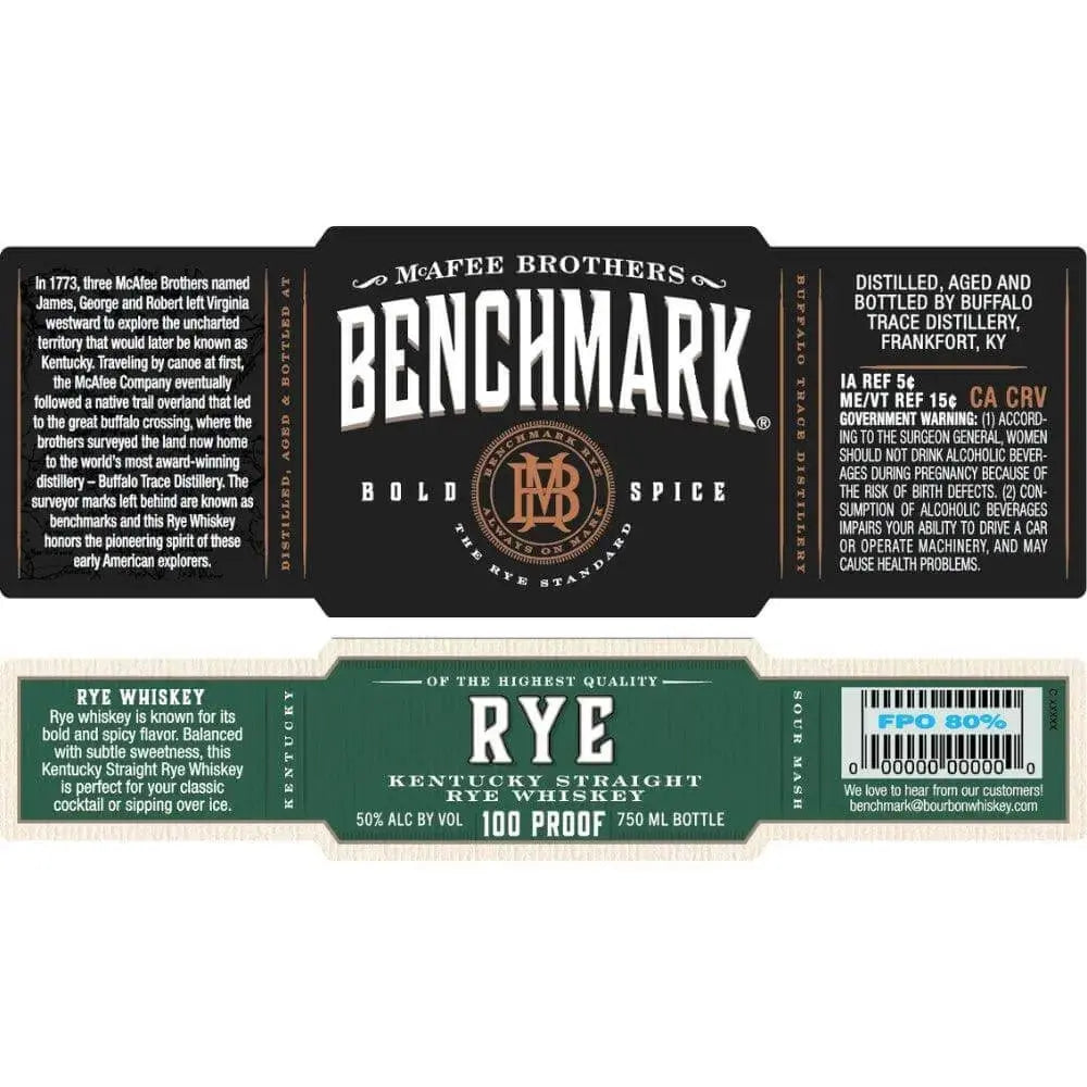 Benchmark Straight Rye Whiskey 750mL - Main Street Liquor