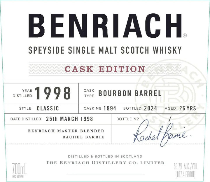 Benriach Cask Edition 1998 Cask No. 1994 - Main Street Liquor