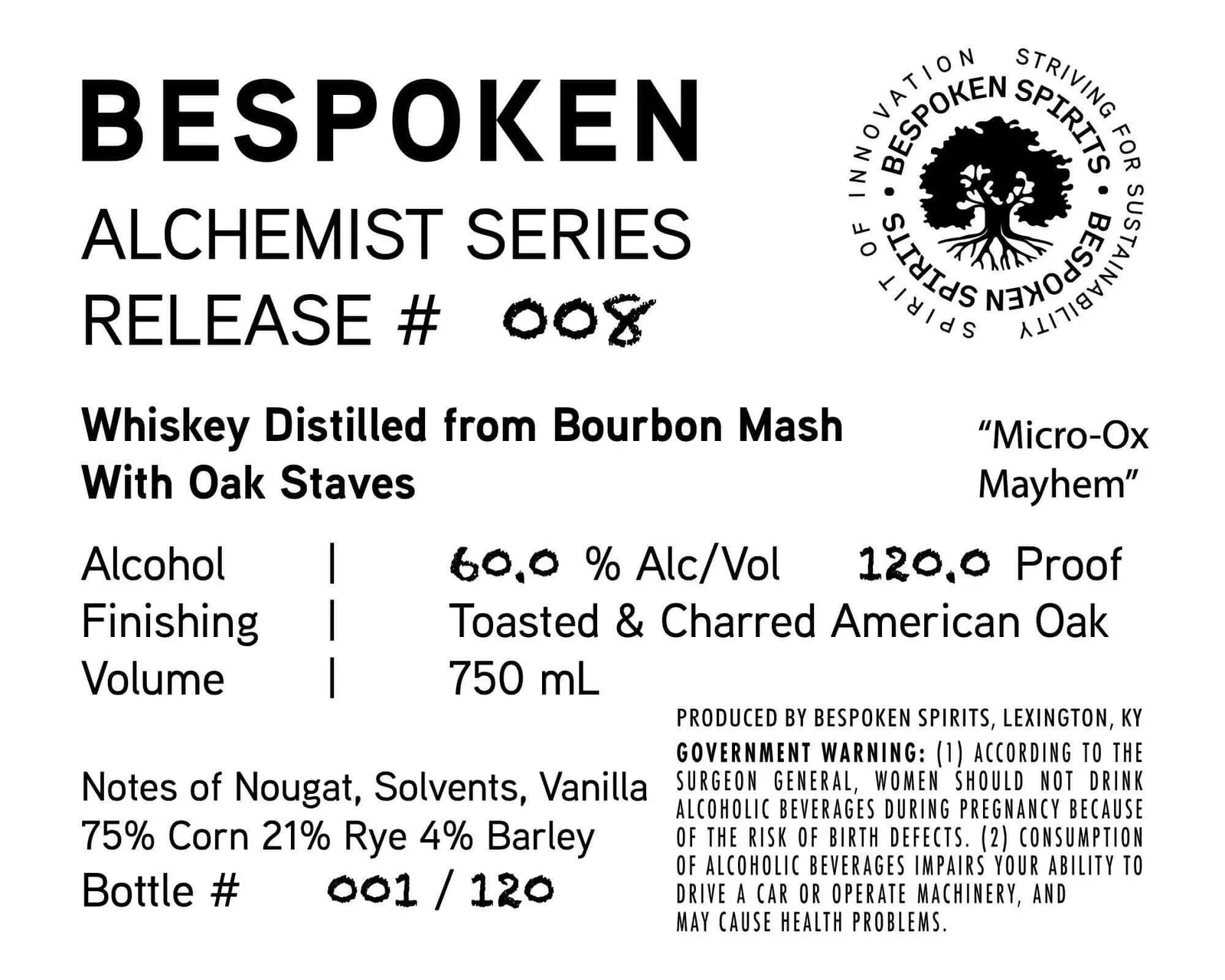 Bespoken Alchemist Series Release #008 Micro - Ox Mayhem Whiskey - Main Street Liquor