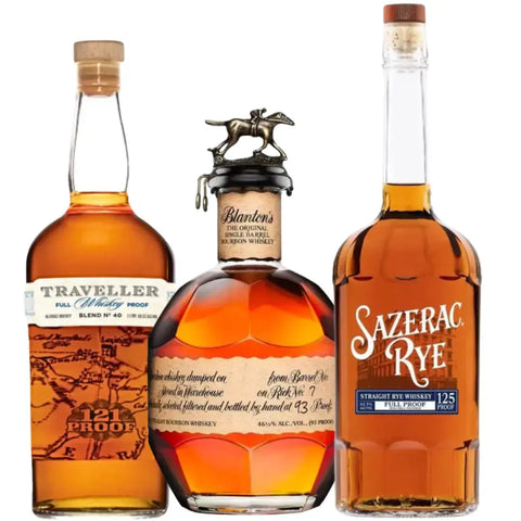 Blanton’s Original, Sazerac Rye Full Proof & Traveller Full Proof Bundle - Main Street Liquor