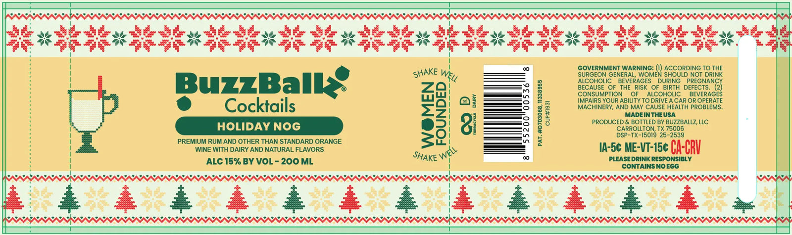BuzzBallz Cocktails Holiday Nog 200ml - Main Street Liquor