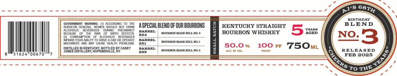 Casey Jones Kentucky Straight Bourbon Whiskey Birthday Blend No. 3 - Main Street Liquor