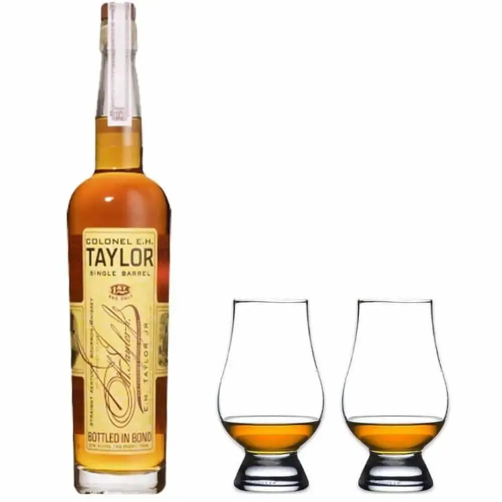 Colonel E.H. Taylor, Jr. Single Barrel Bourbon &amp; Glencairn Whiskey Glass Set - Main Street Liquor