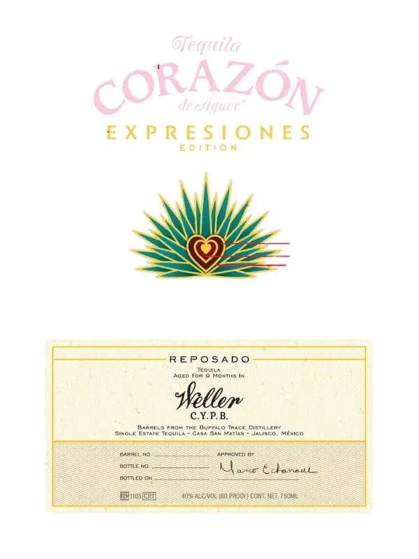 Corazón de Agave Expresiones Reposado Tequila Aged in W.L. Weller C.Y.P.B. Barrels - Main Street Liquor
