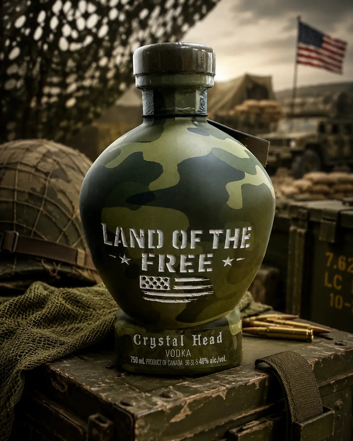 Crystal Head Camo “Land Of The Free” Deep Etch Custom Bottle - Main Street Liquor