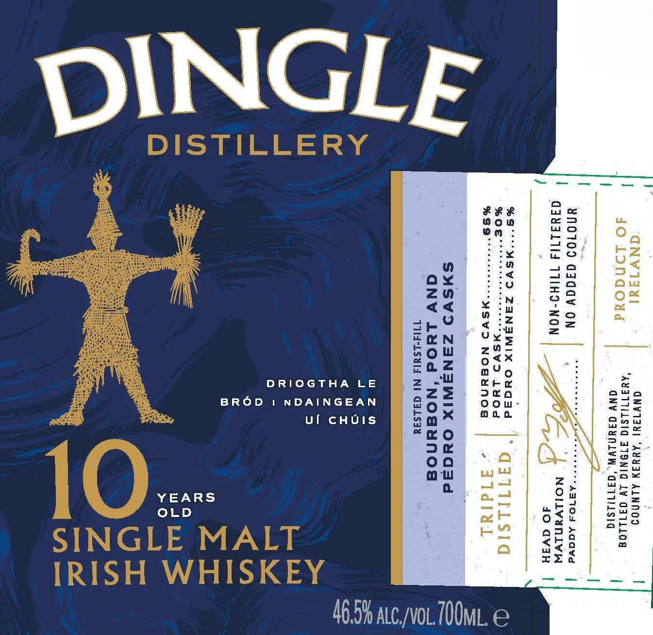 Dingle 10 Year Old Single Malt Irish Whiskey Triple Distilled 700ml Dingle Distillery