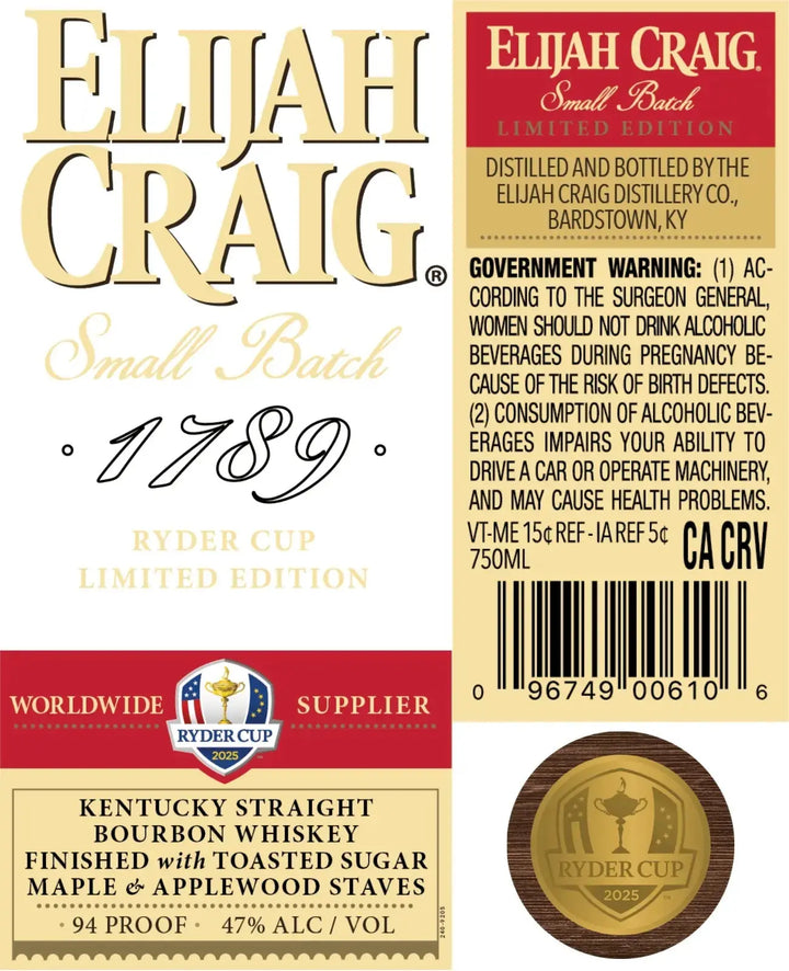 Elijah Craig Small Batch Ryder Cup 2025 Limited Edition - Main Street Liquor