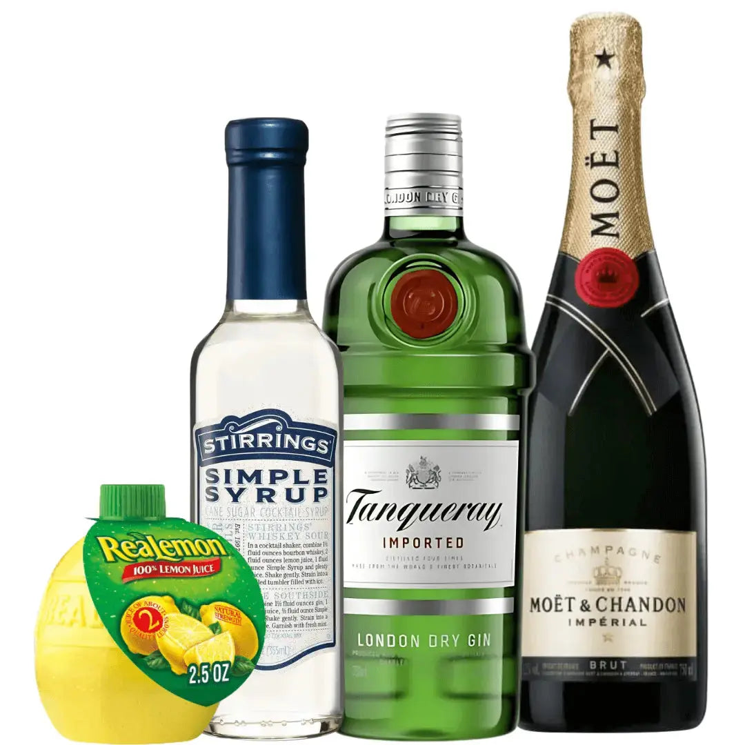 French 75 Cocktail Kit: Tanqueray, Moët & Chandon, Realemon, Stirrings - Main Street Liquor