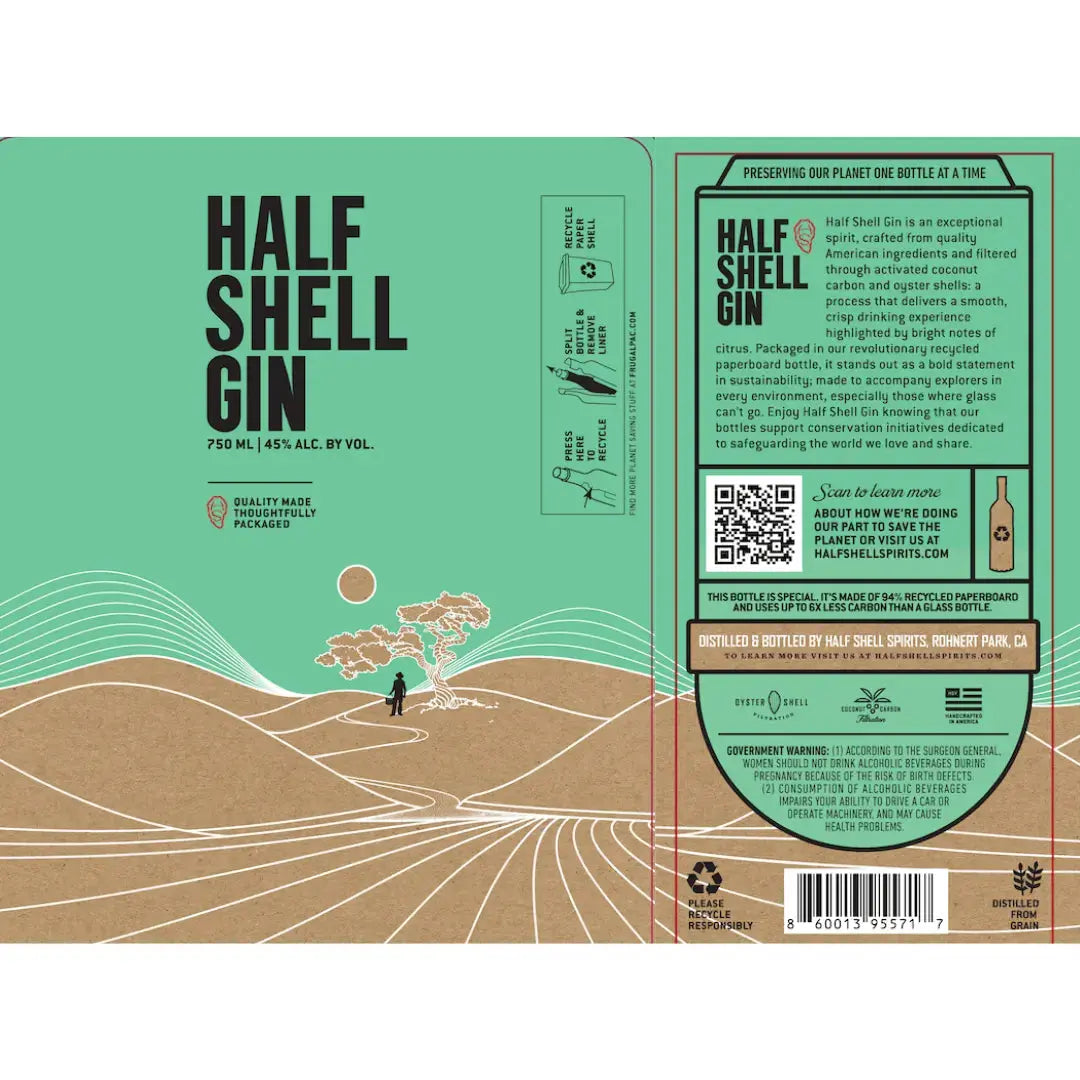 Half Shell Gin Eco - Friendly American Craft Gin - Main Street Liquor