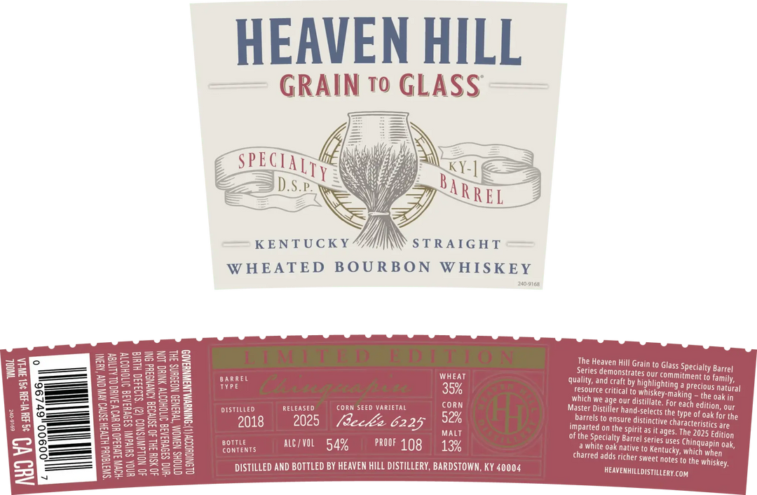 Heaven Hill Grain to Glass Wheated Bourbon Whiskey Chinquapin Oak - Main Street Liquor