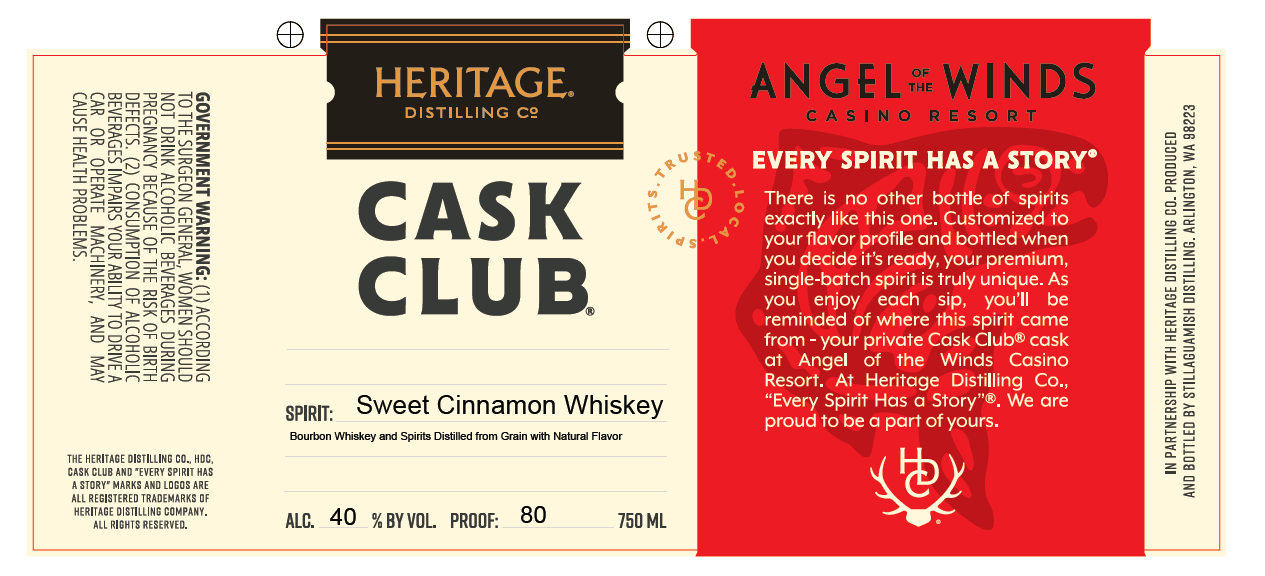 Heritage Distilling Co. Cask Club Sweet Cinnamon Whiskey - Main Street Liquor